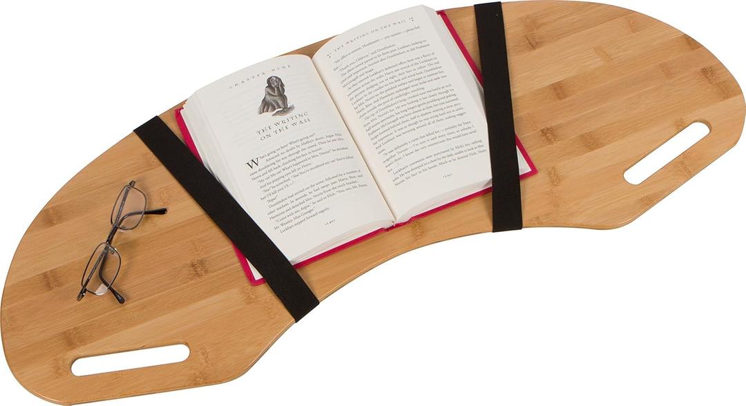 30.5" Wood Curved Lap Desk Table Tray with Handles for Laptop by Trademark Innovations (Pine)