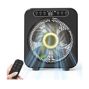 Table Fan, 9600mAh Rechargeable Box Fan, Quiet Running, Fast Cooling 10" Desk Table Fan with Remote, 6 Speeds, 3 Modes, Smart Temperature, Timer, Light, Washable - Bedroom Office Desktop Household