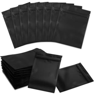 Black Resealable Bags Packaging Bags 3x4 Inch 300 Pieces Double-Sided Matte Black