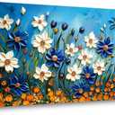 ZESTFLICKR Daisy Canvas Wall Art Daisies Flower Oil Painting Print Modern Floral Canvas Painting Artwork Nature Painting for Living Room Bedroom Home Office Kitchen Decoration (20x40 inches)