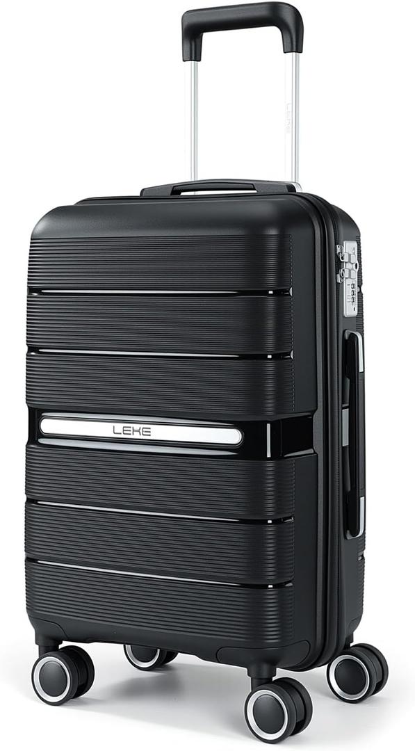 20 Inch Carry On Luggage with Spinner Wheels - Hard Shell Suitcase with TSA Lock, Airline Approved, Rolling Suit Case for Travel Weekend Trips, Black