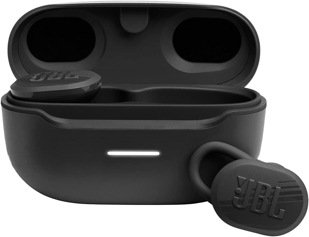 JBL Endurance Race TWS - Waterproof true wireless active sport earbuds, JBL Pure Bass Sound, Up to 30 hours of battery life, IP67 Waterproof and Dustproof, Ambient Aware & TalkThru (Black) (Small)