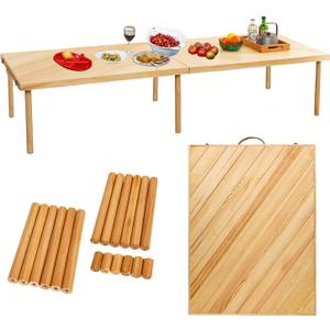 80"x30" Boho Wooden Picnic Table, Portable Outdoor Low Picnic Table with Adjustable Legs 13" & 16" for Floor Seating, Beach, Camping, BBQ, Backyard, 80x30in Seating for 12 People