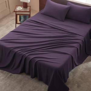 Cal King 4 Piece Sheet Set - Comfy Breathable & Cooling Bed Sheets Set, Soft and Wrinkle Free, Deep Pockets, Easy & Secure Fit, Hotel Luxury Bedding - Oeko-Tex - Purple
