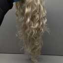 Fencca Platinum Blonde Long Curly Wigs for Women Heat Synthetic Wave Curly Wig Free Part Full Curly Hair Wigs for Daily Party Use