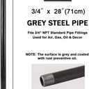 GeilSpace 3/4" 28" Heavy Duty Pre-Cut Grey Metal Pipe, Industrial Steel Fits Standard 3/4 Inch Threaded Pipes and Fittings - Vintage DIY Industrial Shelving (3/4" 28", Grey)