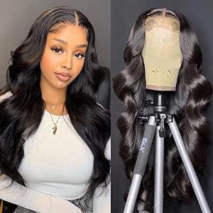 Axincheng Lace Front Wigs Human Hair Pre Plucked 13x4x1 T Part Body Wave Lace Frontal Wigs for Black Women 130% Density Brazilian Human Hair Wigs(18inch, 13X4X1 T part wig)