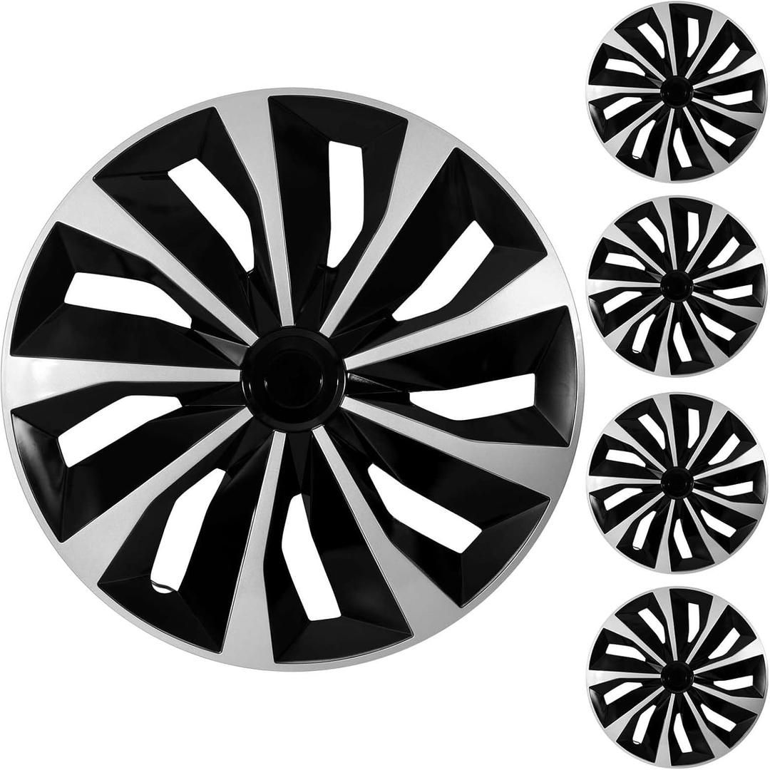 4-Pack Silver Hubcap Wheel Cover Replacement 16Inch Hub Caps Universal Wheel Rim Cover ABS Material Exterior Accessories for Car Trunk SUV