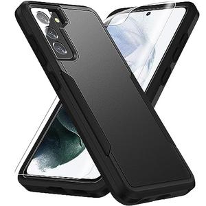 Warsia for Samsung Galaxy S21 Case, with HD Screen Protector [Military Grade Drop Tested] Heavy-Duty Tough Rugged Shockproof Protective Case for S21, Black