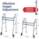 Medical king Walkers for Seniors Aluminum Lightweight Walker with Wheels, Adjustable Width and Height, Folding Walker for Elderly, Handicapped, Disabled 2 Wheels in Front