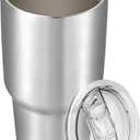 30 oz Tumbler with Lid Stainless Steel Tumblers Vacuum Insulated Cup Reusable Powder Coated Travel Mug Double Wall Leak Proof Portable Cups Keep Cold Drinks for 12 Hours, Stainless, 1 Pack