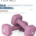 Tone Fitness 15 lb Neoprene Dumbbell Pair for Home Workouts – Non-Slip Design - Purple