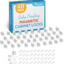 Vmaisi Adhesive Magnetic Locks for Cabinets & Drawers (40 Locks and 4 Keys)