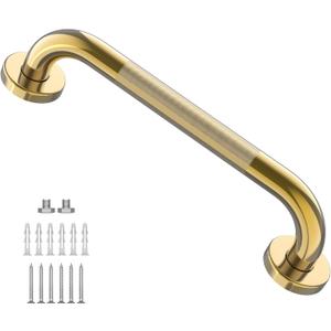 Gold Shower Grab Bar w/Anti-Slip Knurled Grip 20 Inch, Zepolu Wall Mounted Stainless Steel Bath Grab Bar,Safety Balanced Handrail, Handicap Injury Elderly Senior Assist Support Textured Handle