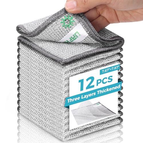 UAFAP 12 PCS Non Scratch Wire Dishcloth, Cleans Fast Without Scratching, Stands Up to Stuck-on Grime, Multi-Surface Safe, Wire Dishwashing Rag Cleaning Power for Everyday Jobs 7.87“ x 7.87”