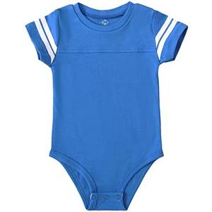 ROMPERINBOX Baby Football Jersey Onsies Raglan Bodysuit Customized Newborn Unisex Romper with Contrasting Sleeve Stripes 0-3 m