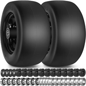 Free Lawn Mower Tires 11x6.00-5 Flat and Wheels 3/4" 5/8" 1/2" Ball Bearings, 6"-8" Centered Hub 11x6-5 Zero Turn Mower Front Tires, Smooth Wheels for Commercial Grade Lawn