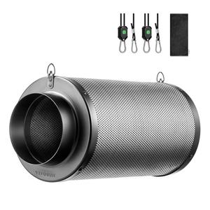 VIVOSUN 4 Inch Air Carbon Filter Smelliness Control with Australia Virgin Charcoal for Inline Fan, Grow Tent Smelliness Scrubber, PreFilter Included, Reversible Flange 4" x 12", Black