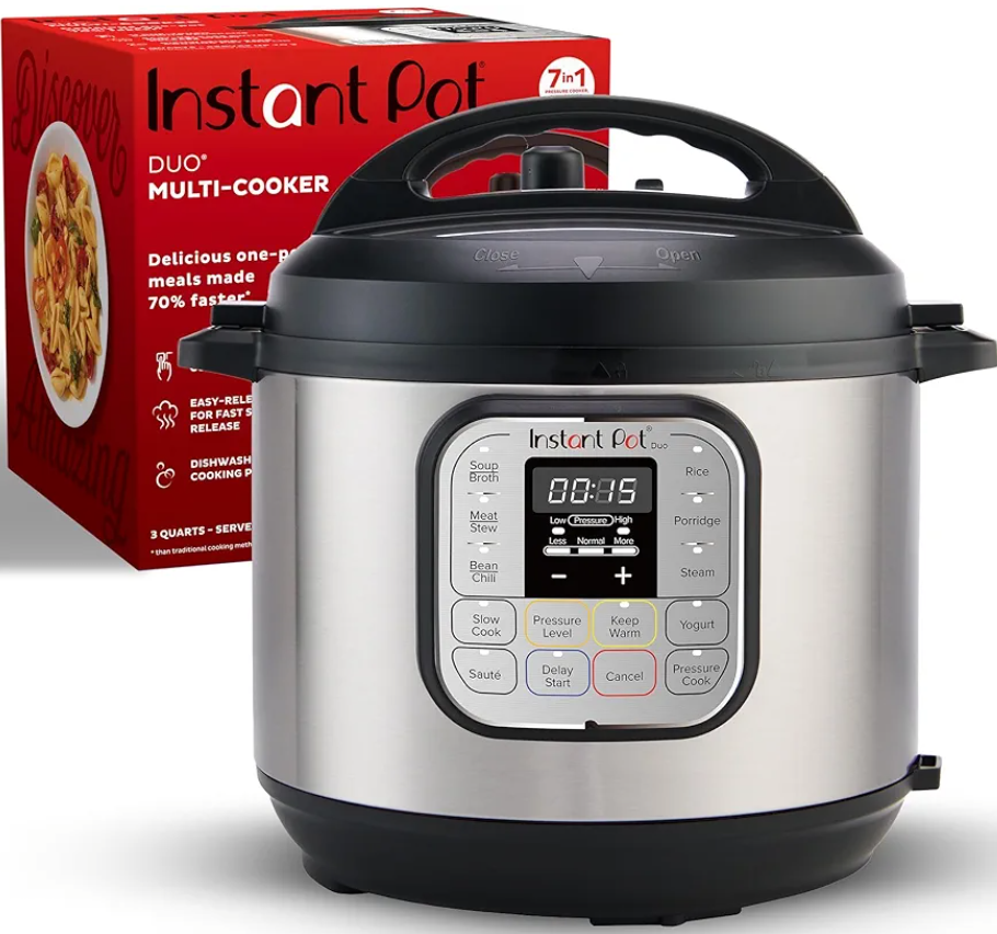 Instant Pot Duo 7-in-1 Mini Electric Pressure Cooker, Slow Rice Cooker, Steamer, Sauté, Yogurt Maker, Warmer & Sterilizer, Includes Free App with over 1900 Recipes, Stainless Steel, 3 Quart Instant Pot Duo 7-in-1 Mini Electric Pressure Cooker, Slow Rice Cooker, Steamer, Sauté, Yogurt Maker, Warmer & Sterilizer, Includes Free App with over 1900 Recipes, Stainless Steel, 3 Quart