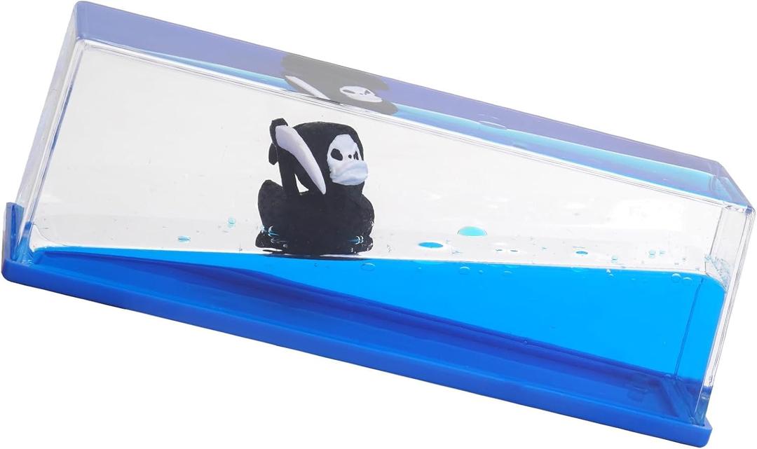 Grim Reaper Decor Ghost Face Toys, Unsinkable Ship Boat in a Bottle Box, Boat Merch Acrylic Ship Fluid Drift Bottle Decorations Desk Ornament Decor for Fans Boys Girls Gifts (Black)