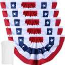 American Flag Bunting Patriotic Pleated Fan Flag USA Flags with Brass Grommets and Zip Ties for 4th of July Memorial Day Decoration Outdoor (5, 2x4 Feet)