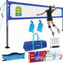 Professional Volleyball Net Set Heavy Duty for Outdoor Backyard Portable | Rust-Resistant Aluminum Poles, 32 ft Regulation, Anti-Sag, 3 Official Height, Adjustable Length, Carry Bag
