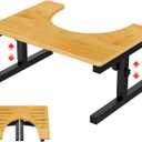 Foldable Bamboo Toilet Stool Squat, Height Adjustable 7" /8"/9" S Bathroom Squatting Poop Stool, Collapsible Potty Step Stool with Non-Slip Mat for Adults Kids Children