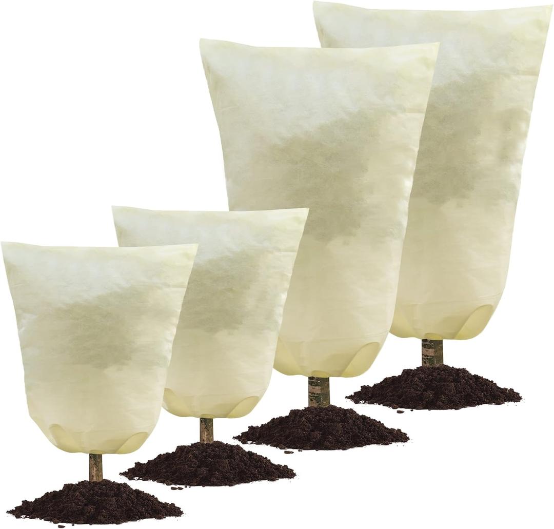 MIXC 4 Packs 2 Size Plant Covers Freeze Protection, Winter Plant Cover Cold Weather Tree Frost Cloth Warm Blankets Shrub Covers for Outdoor Plant 23''23''+47''71''