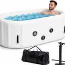 Upgrade 179 Gal XXL Ice Bath Tub Fits Tall 6'7" Athletic, Water Chiller Compatible Cold Plunge Tub for Recovery,5-Layer Portable Inflatable Ice Bathtub with Lid for Indoor Outdoor Use,Black