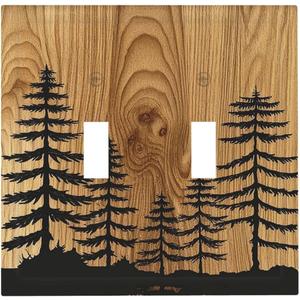 Farmhouse Tree Woodland Wood Wall Plate Light Switch Cover Decorative 2 Gang Double Toggle Switchplate Electrical Faceplate for Bathroom Kitchen Bedroom 4.9 X 5 IN