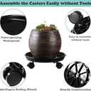 6 Packs Plant Caddy with Wheels 11.8" Plastic Rolling Plant Dolly Coasters Heavy-duty Wheeled Planter Mover Rollers Indoor Outdoor Wheeled Flower Pot Base Suacers with Casters, Black