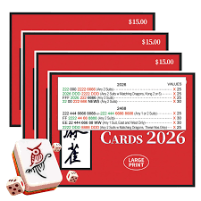 DSCVX Mahjong Cards 2026 Official Revision– Large Print, Clear, and Easy-to-Read, Waterproof and Stain-Resistant, Perfect for Seniors & Family Game Night，4Pcs