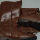 Luoika Women's Extra Wide Calf Knee High Boots, Wide Width Plus Size Boots Low Heel Side Zipper Tall Boots PU Size 8, Brown 