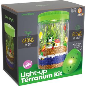 Dan&Darci Light-Up Terrarium Kit for Kids - STEM Science Kit - Educational DIY Toy for Boys & Girls - Birthday Easter Gift - Craft Project Idea for Ages 6 7 8 9 10 11 12 Year Old