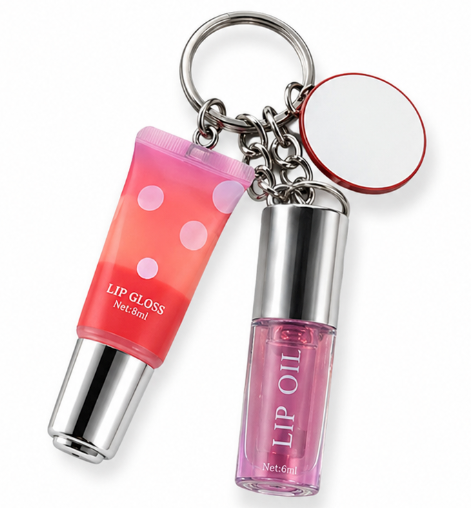Lip Gloss, Lip Oil Keychain, Strawberry 3 pack
