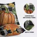 Fall Thanksgiving Pillow Covers 18X18 Set of 2, Pumpkin Maple Leaf Autumn Harvest Print Buffalo Plaid Decorative Throw Pillow Covers Outdoor Farmhouse Seasonal Cushion Cases Couch Sofa Bed Decor (Burnt Orange Black-plaid)