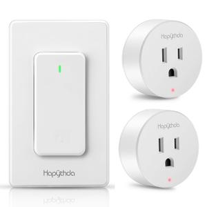 Remote Control Outlet, Wireless Wall Mounted Light Switch, 15A/1500W Remote Outlet for Light & Small Electrical Appliance, 300 Feet RF Range, Anti-Surge 4000V, 1 Remote and 2 Outlets