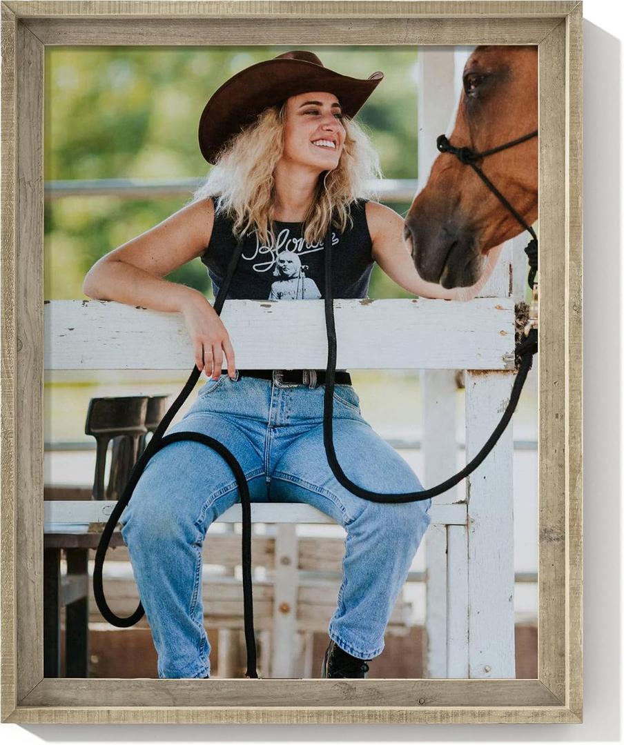 Rustic 22x28 Picture Frame, Reclaimed Barnwood Photo Frame with Tempered Glass, Distressed Finish, Perfect for Family Galleries. Can be Mounted Horizontally or Vertically, or Used as Tabletop Display