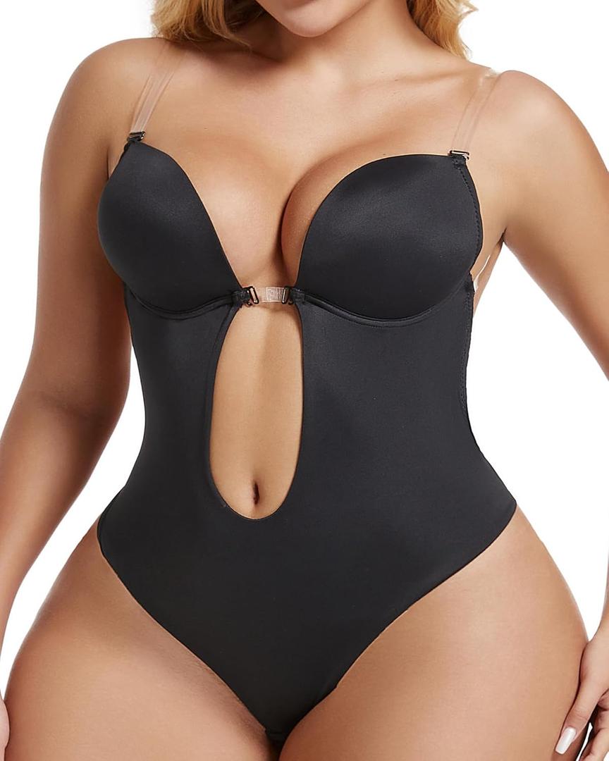 Sliot Strapless Shapewear for Women - Backless Bra Bodysuit, Deep Plunge Body Shaper for Backless Dress (Medium (34), Black)