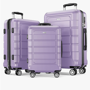 SHOWKOO Luggage Sets Expandable PC+ABS Durable Suitcase Double Wheels TSA Lock Lavender Purple 3pcs