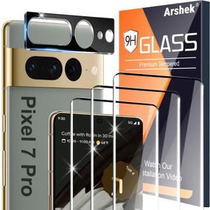 [3+1 Pack] for Google Pixel 7 Pro Screen Protector, 9H Tempered Glass, Ultrasonic Fingerprint Compatible, 3D Curved, HD Clear Scratch Resistant for Google Pixel 7 Pro 5G Glass Screen Protector
