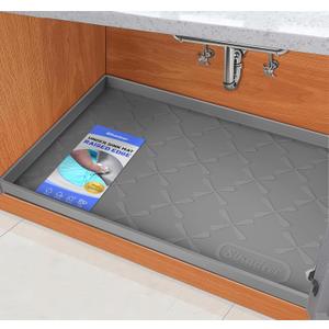 SIKADEER 22" x 19" Under Sink Mat Waterproof, Silicone Mat Kitchen Drawer Shelf and Cabinet Liner, Sink Protector for Kitchen Organizers and Storage, Boot Tray Pet Food Mats (Dark Gray)