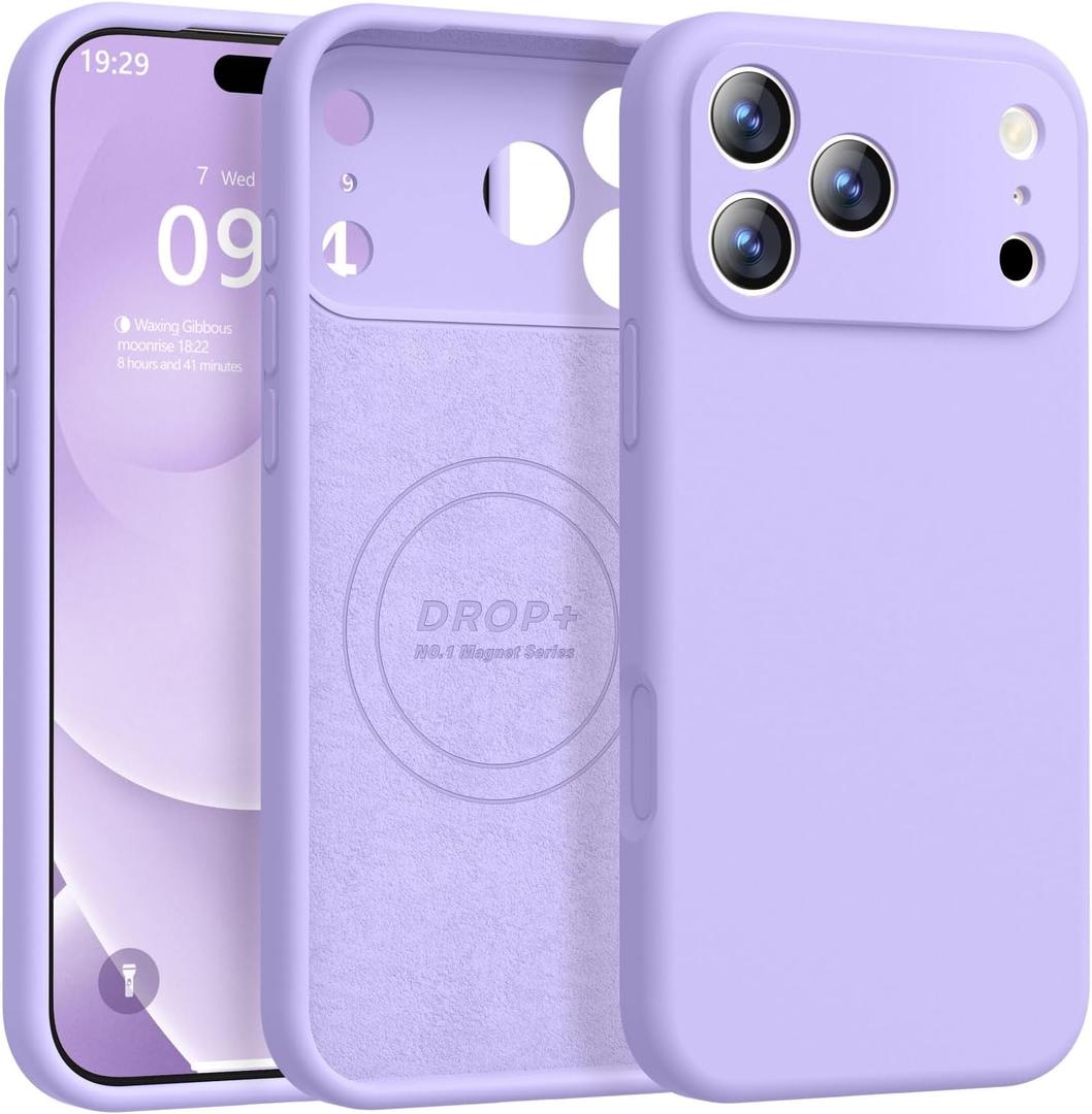 Ktele Magnetic for iPhone 17 Pro Case [Compatible with Magsafe] [Premium Silicone Satin-Smooth Touch] Slim Shockproof Anti-Scratch Microfiber Lining Case, 6.3 inch, Light Purple