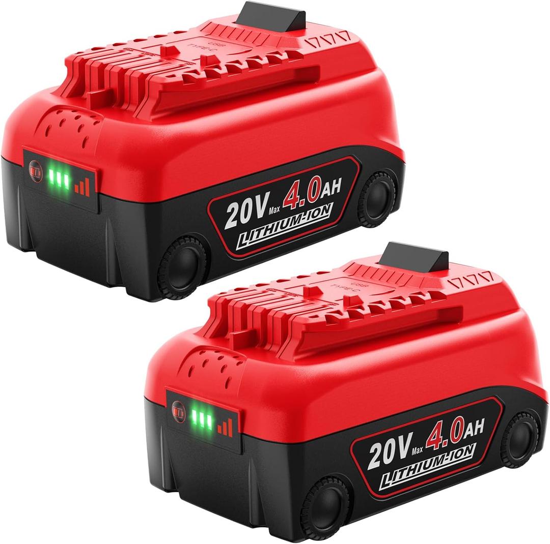 Abeden Replacement for Craftsman 20V Battery 4.0Ah 2-Pack, V20 Lithium Ion Compatible with CMCB205, CMCB204, CMCB206