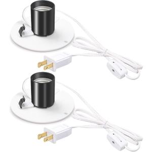 2 Set Blow Mold Light Kit Replacement,E27 E26 Single Bulb Cord Kit for Halloween,Christmas,Salt Lamp,Craft Indoor Outdoor Decorations,Salt Lamp Base with Switch Fuse Plug