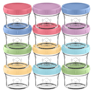 KeaBabies 12pk 4oz Glass Baby Food Containers with Lids  LeakProof, Microwavable Small Glass Jars, Baby Purees & Toddler Snack Storage Containers, BPAFree, Dishwasher & Freezer Safe (Nord)