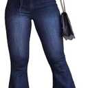 KDF High Waisted Bell Bottom Jeans for Women Flare Jeans for Women Stretch Wide Leg Jeans (14, #024_dark Blue(with Belt))