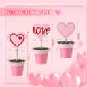 3 PCS Valentine Day Glitter Heart Topiary Tree Plant 5.5'' to 7'' Artificial Pink Heart Potted Tree Fake Plant with Pot for Tabletop Centerpiece Tiered Tray Decor Gifts