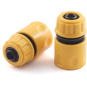 2pcs 1/2 Inch Garden Hose Repair Kit Yellow ABS Plastic Quick Connect Raw Hose Connector