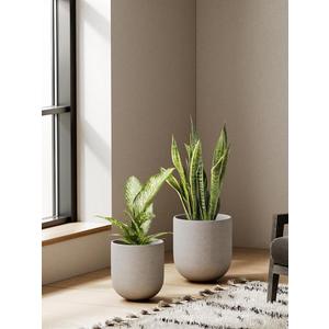 LE TAUCI  Plant Pots Indoor, Ceramic Planters for Indoor Plants, Cylinder Pots with Drainage Hole and Plug, Planter Pots for Home Office Room Patio, Set of 2, Neutral Gray